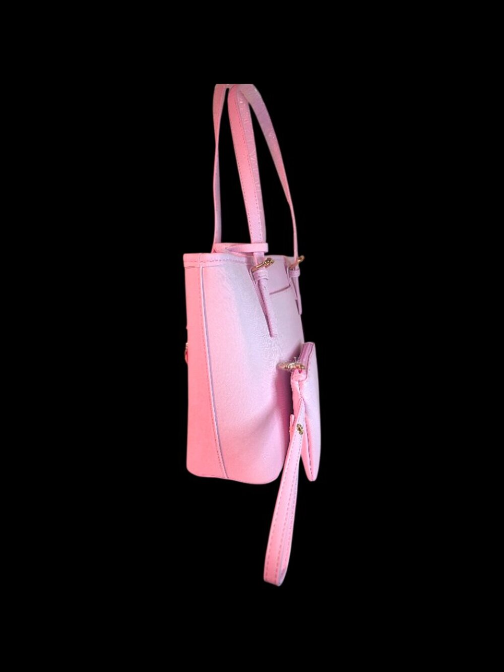 Pink Faux Leather Mid-Sized Tote with Accessory Pouch by Valentino Orlandi  NWT - Picture 2 of 5